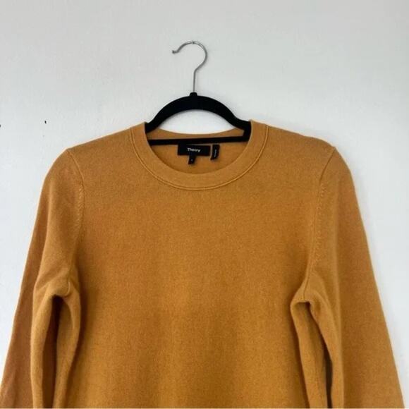 Theory Kaylenna Mustard Yellow Soft Cashmere Sweater - Picture 3 of 5